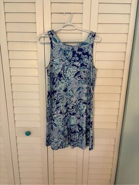 Lilly Pulitzer Dress Sleeveless Blue Floral Print Women's Sz S
